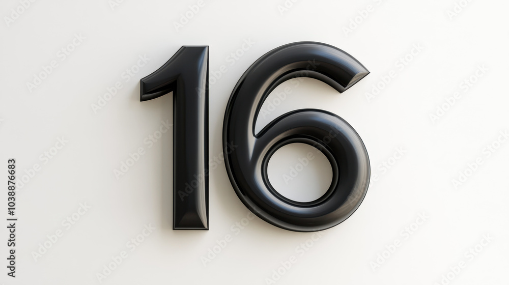 Bold Number 16 on Vibrant Colorful Background Bold Number 16 on Vibrant Colorful Background