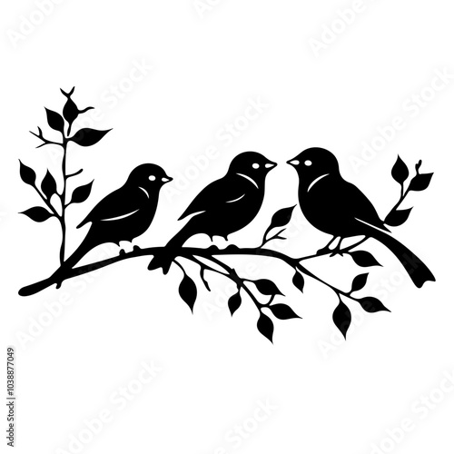 Cute Birds On A Branch