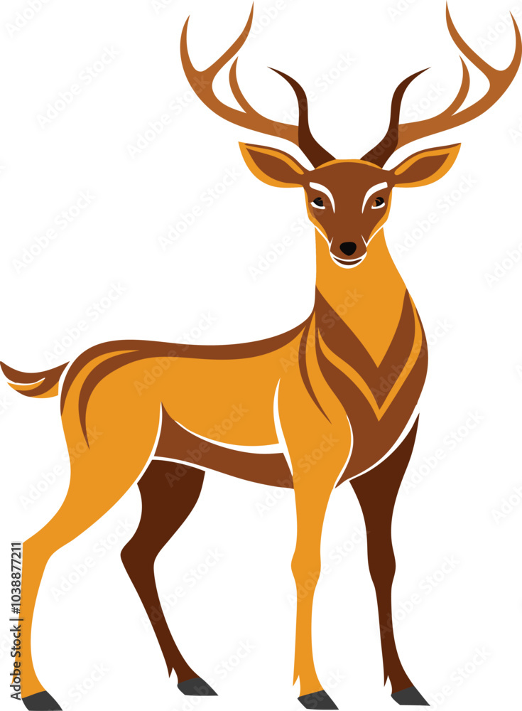 Fototapeta premium Brown Deer Antler Silhouette Illustration Design