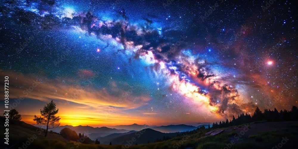 Naklejka premium Stunning 3D Render of a Beautiful Starry Sky with Stars and Galaxy Background for Creative Projects