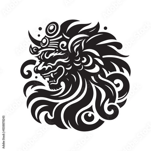 Japanese Tengu Silhouette Vector Illustration - Mythical Creature Graphics