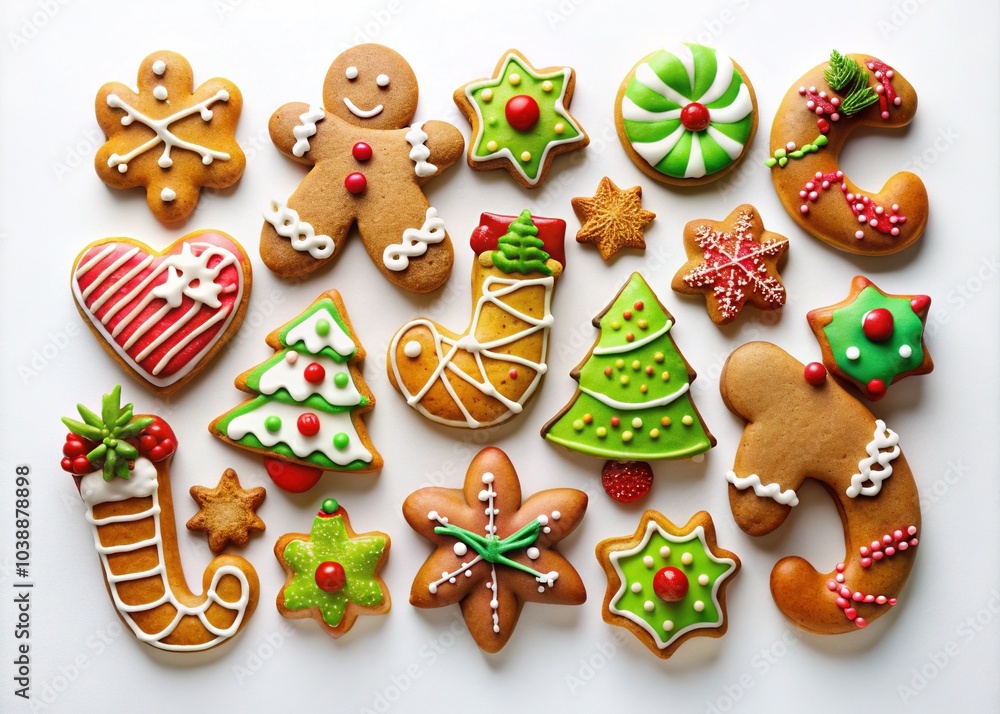 Vibrant gingerbread cookies shaped like letters, perfect for festive decor, set against a clean white background. A delightful treat to celebrate the holiday spirit. Vibrant gingerbread cookies shaped like letters, perfect for festive decor, set against a clean white background. A delightful treat to celebrate the holiday spirit.