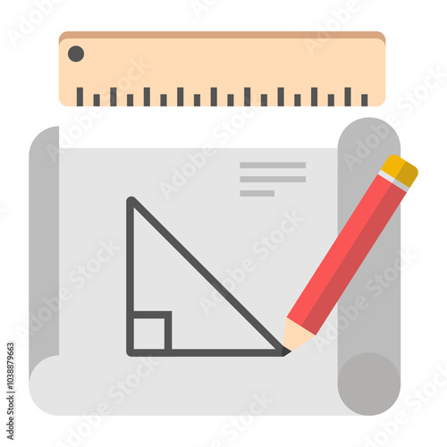 A flat design icon of geometry
