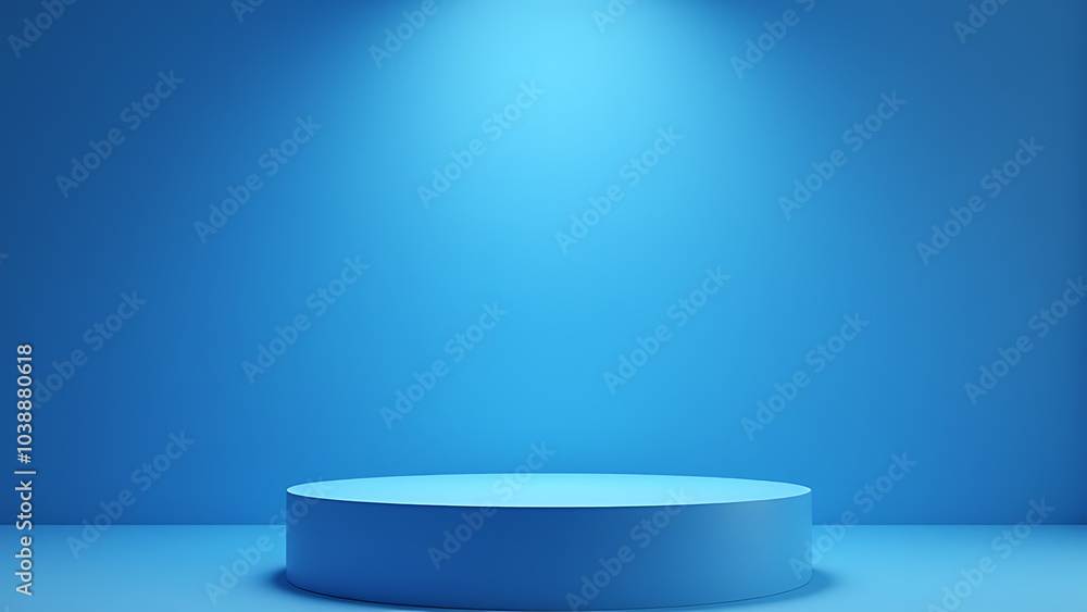 Product display features a blue podium background design element suitable for marketing materials. Product display features a blue podium background design element suitable for marketing materials.