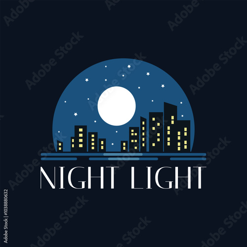night light logo flat design