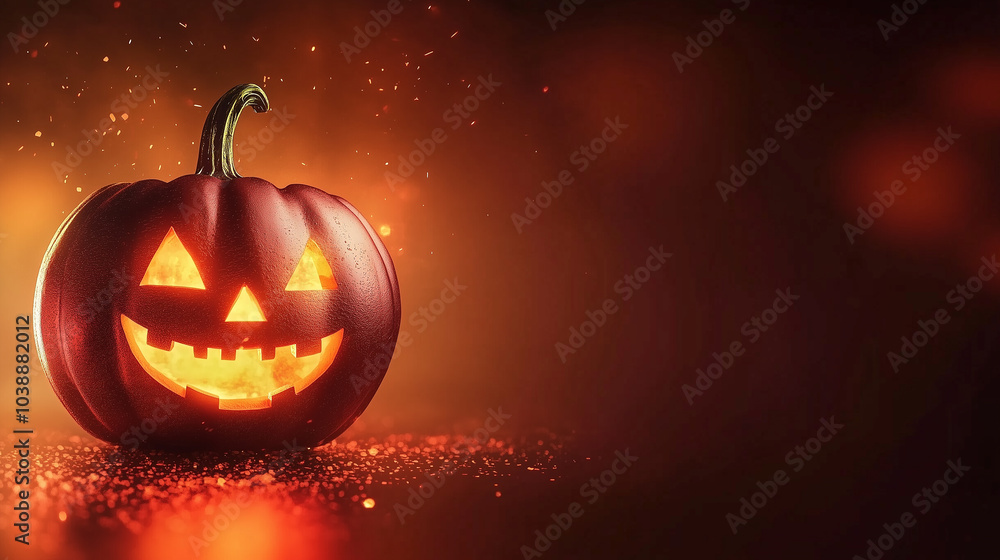 Elegant Halloween banner, copy space, dark orange and black theme with Jack-o'-lantern Elegant Halloween banner, copy space, dark orange and black theme with Jack-o'-lantern