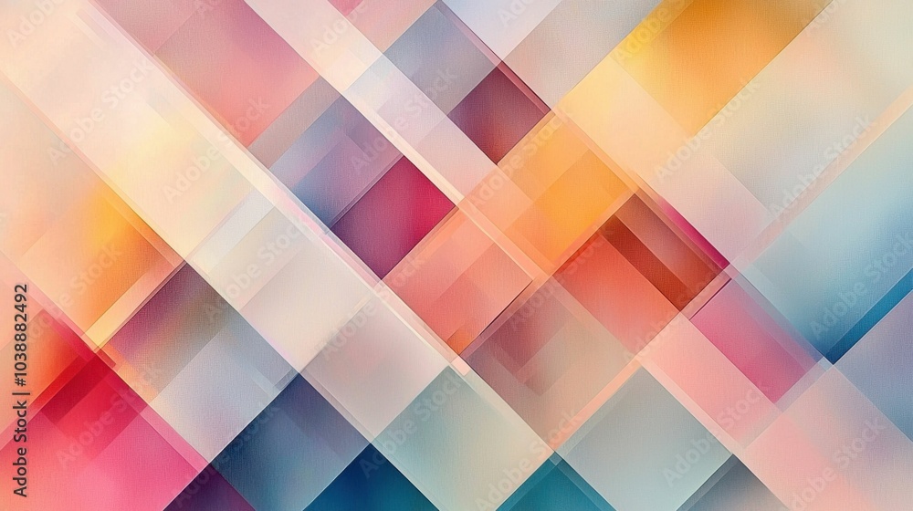 This vibrant abstract artwork features a blend of soft pastel colors and geometric shapes arranged in a modern pattern. This vibrant abstract artwork features a blend of soft pastel colors and geometric shapes arranged in a modern pattern.