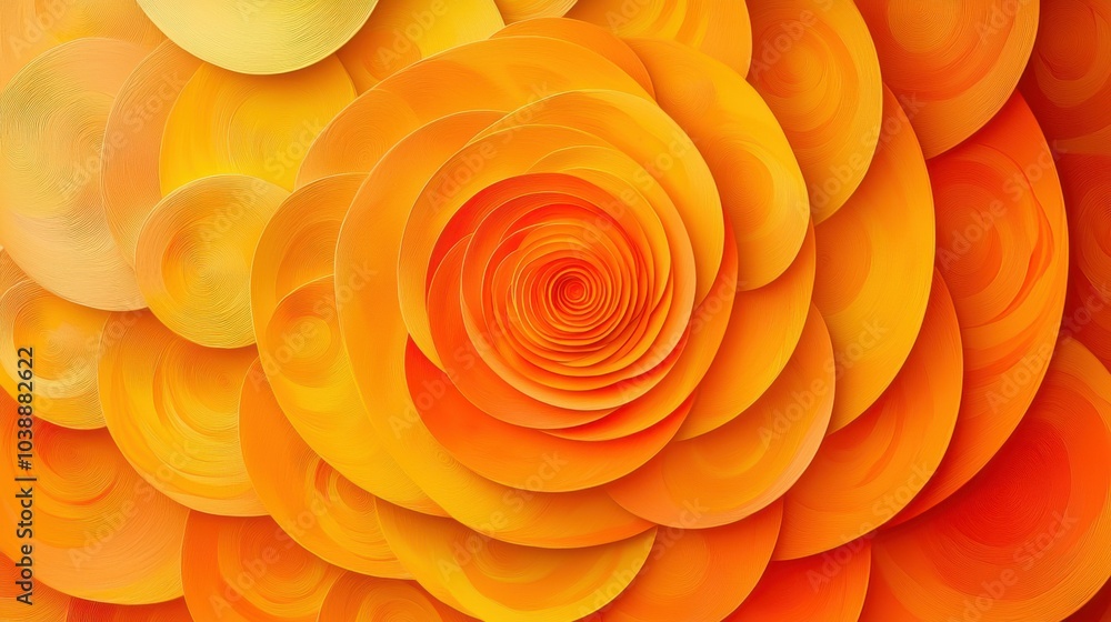 A vibrant close-up of layered, stylized circles in shades of orange and yellow, creating a modern abstract floral design. The texture invites creativity. A vibrant close-up of layered, stylized circles in shades of orange and yellow, creating a modern abstract floral design. The texture invites creativity.