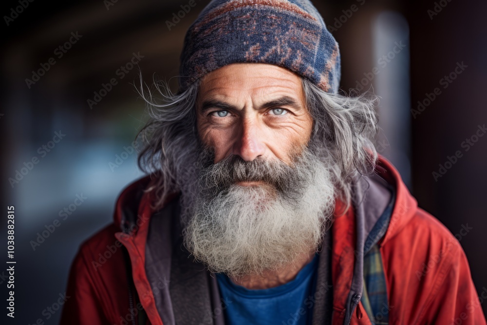 Portrait of an old man with long gray beard and mustache. Portrait of an old man with long gray beard and mustache.