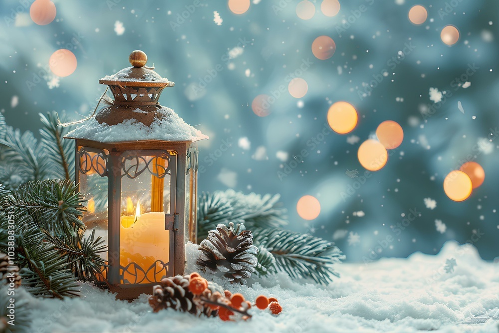 A candle that is sitting in the snow A candle that is sitting in the snow