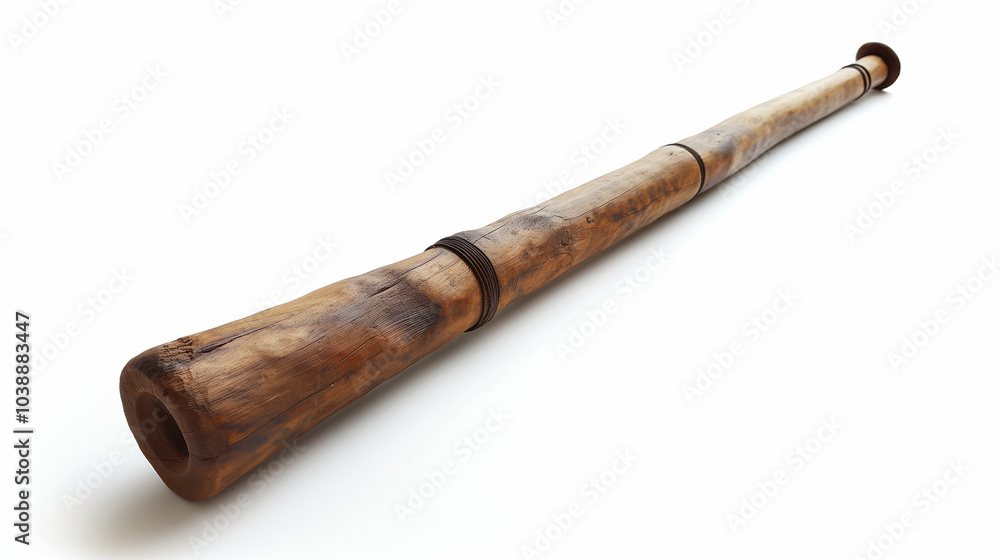 Brown wooden didgeridoo isolated on white background. Brown wooden didgeridoo isolated on white background.
