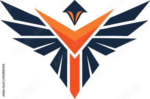 Abstract Geometric Eagle Wing Logo Design