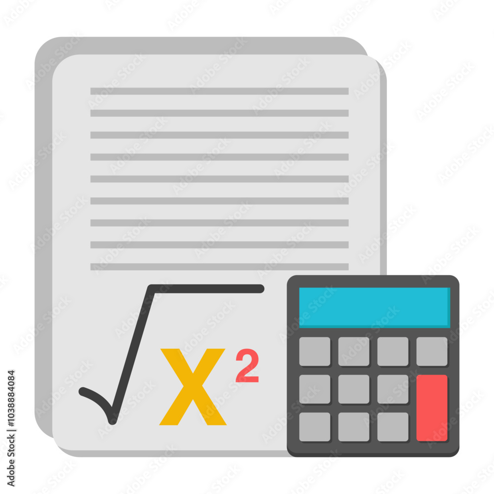 A colored design icon of math paper
A colored design icon of math paper
