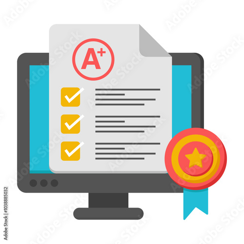 A flat design icon of online grade sheet

