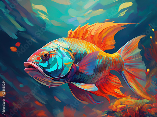 big colorful fish in water