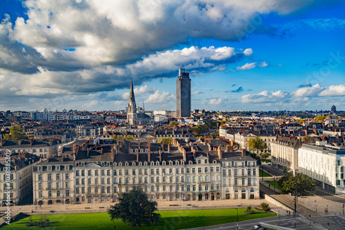 Nantes city on Loire River in west part of France close to atlantic ocean