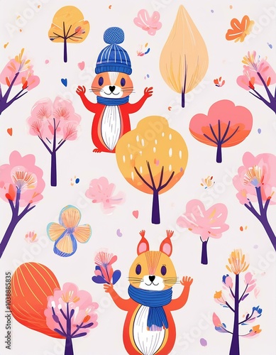 Haloween animals set kawaii doodles