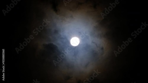 full moon in the night sky with clouds