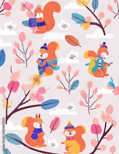 Haloween animals set kawaii doodles