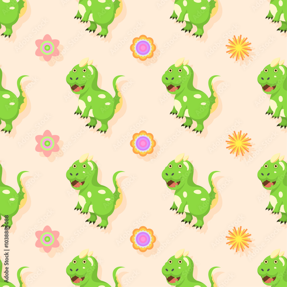 Obraz premium Seamless Pattern Abstract Elements Animal Dino Vector Design Style Background Illustration Texture For Prints Textiles, Clothing, Gift Wrap, Wallpaper, Pastel