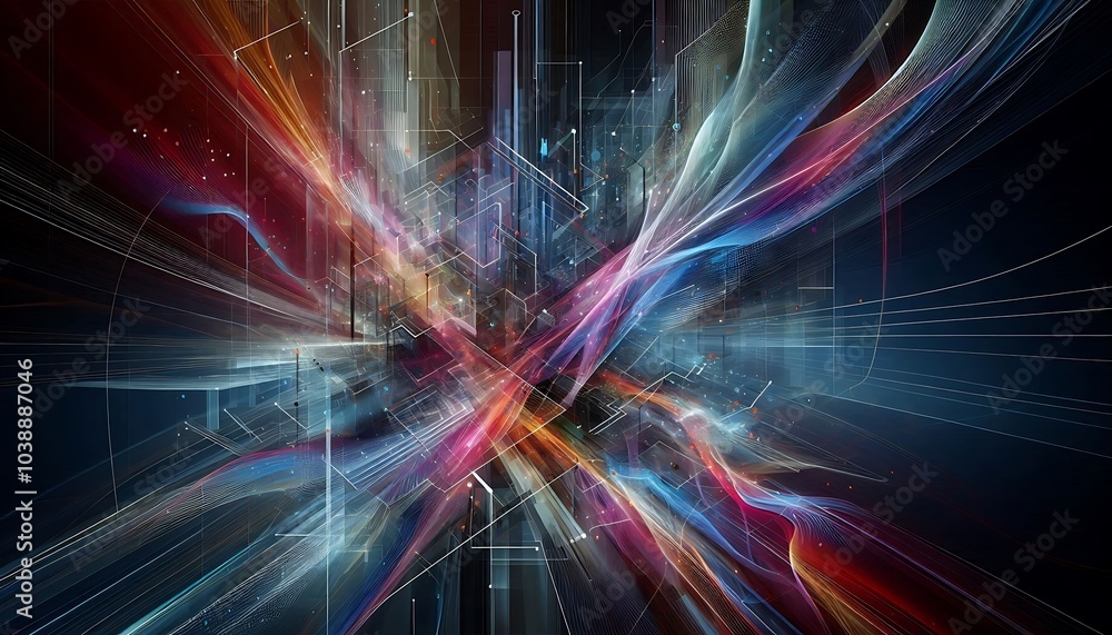 Dynamic abstract background with intersecting lines and colorful gradients,generative ai
Dynamic abstract background with intersecting lines and colorful gradients,generative ai