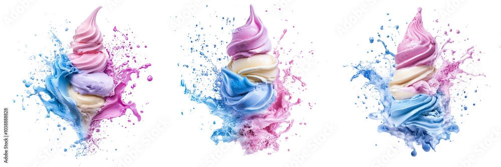 Set of A beautifully arranged collection of gelato scoops, showcasing different fruit and cream flavors on transparent background. Ai generated Set of A beautifully arranged collection of gelato scoops, showcasing different fruit and cream flavors on transparent background. Ai generated