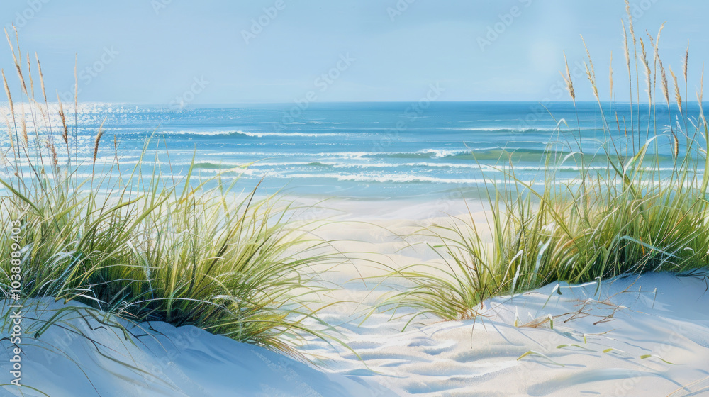 custom made wallpaper toronto digitalSerene ocean dunes with lush marram grass under a clear sky during a sunny day