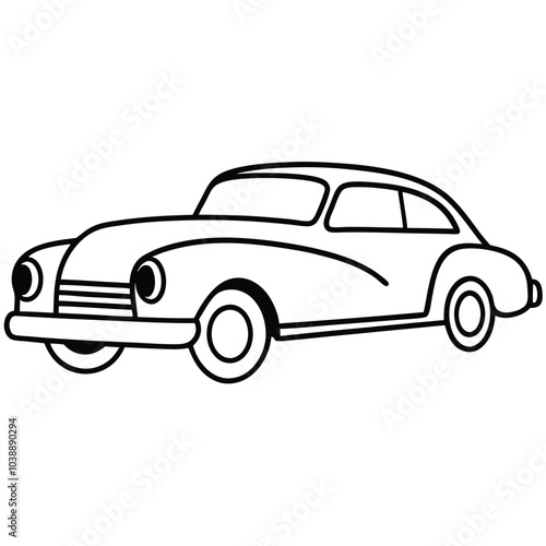 Old model private car line art vector.