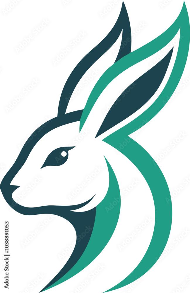 Green and White Abstract Bunny Logo Design Green and White Abstract Bunny Logo Design