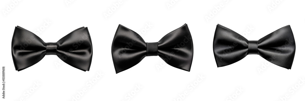 Set of A classic black bow tie elegantly laid flat on a pristine on transparent background. Ai generated Set of A classic black bow tie elegantly laid flat on a pristine on transparent background. Ai generated