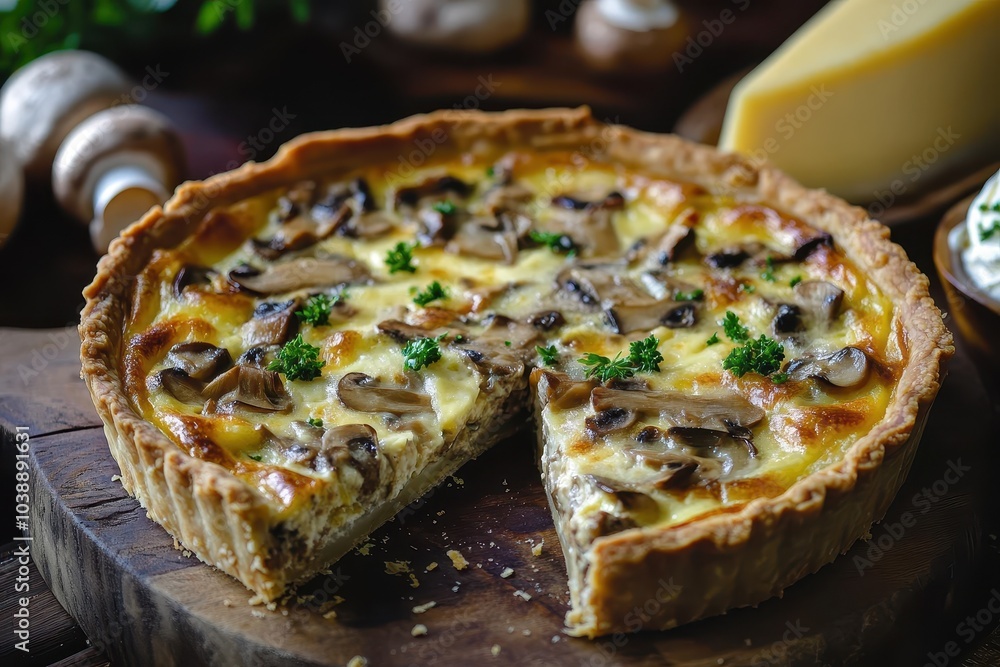Mushroom quiche loaded with shiitake porcini and button mushrooms along with cream cheese and Cheddar Mushroom quiche loaded with shiitake porcini and button mushrooms along with cream cheese and Cheddar