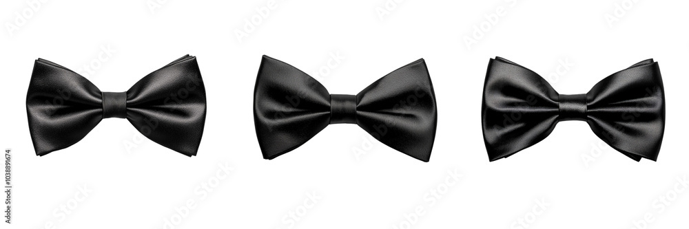 Set of A classic black bow tie elegantly laid flat on a pristine on transparent background. Ai generated Set of A classic black bow tie elegantly laid flat on a pristine on transparent background. Ai generated