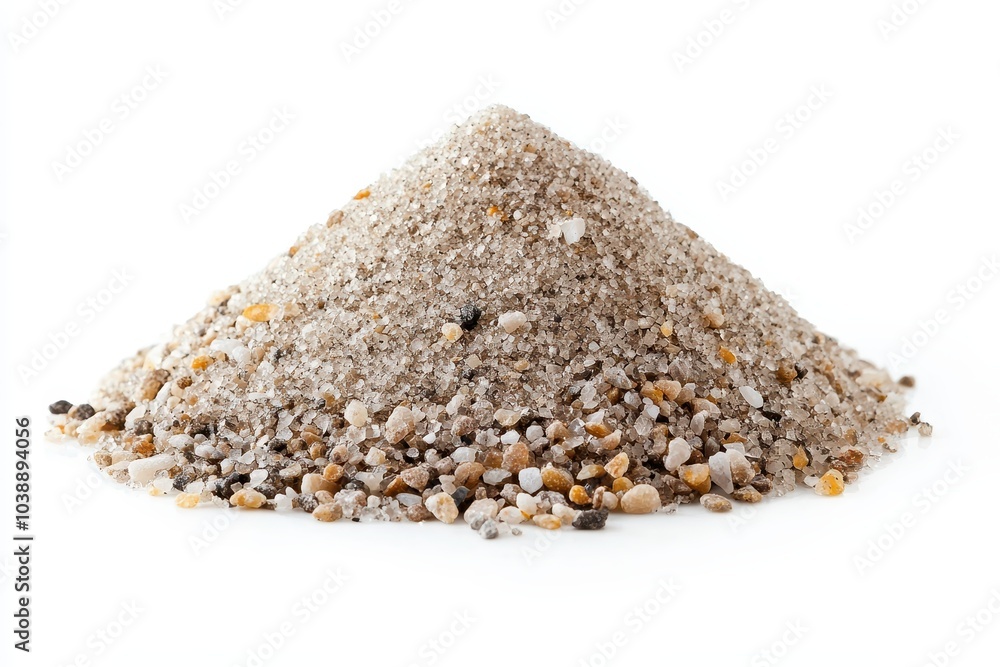 Side view of a solitary pile of quartz sand on a white background Side view of a solitary pile of quartz sand on a white background