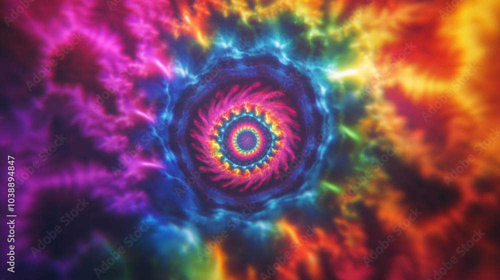 Colorful spiral pattern creating a mesmerizing visual effect in vibrant hues and shapes Colorful spiral pattern creating a mesmerizing visual effect in vibrant hues and shapes