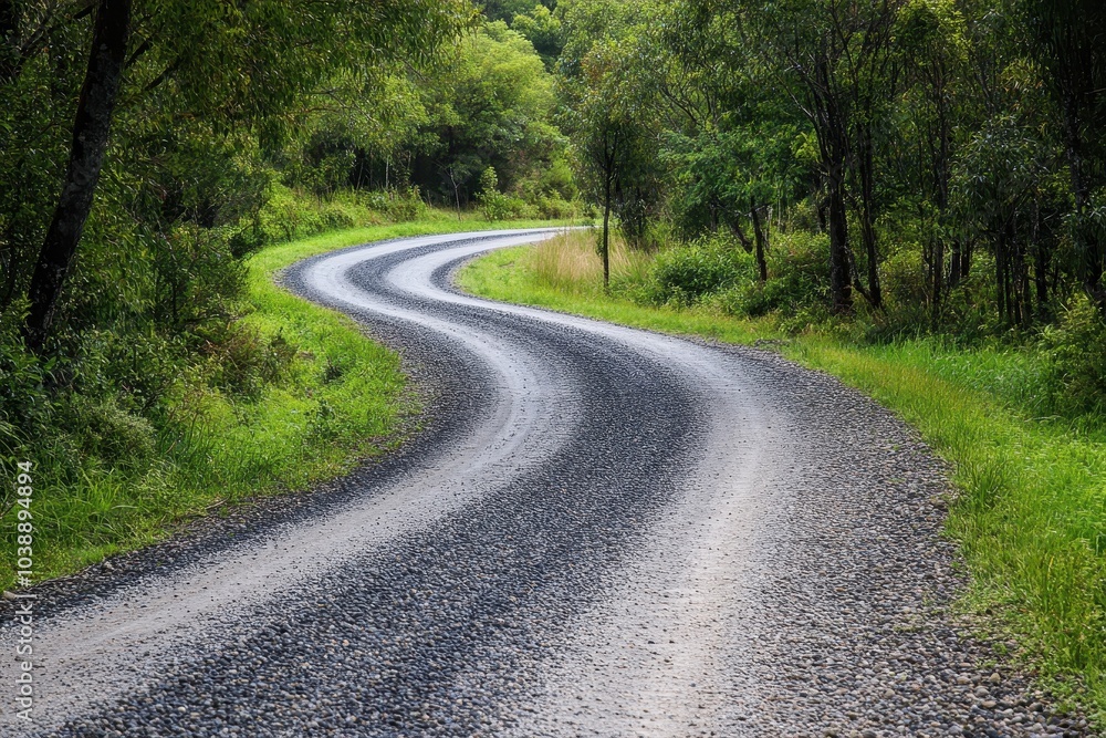 slim unpaved gravel road twisting away slim unpaved gravel road twisting away