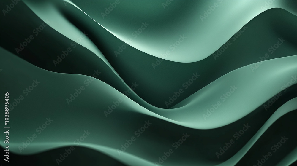 Flowing fabric patterns create a serene atmosphere in deep green tones Flowing fabric patterns create a serene atmosphere in deep green tones