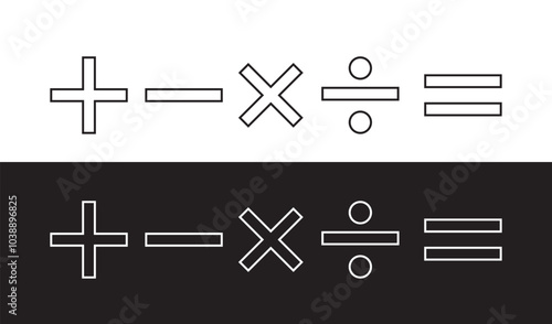 Calculator vector key isolated on white background. Addition, subtraction. Mathematical symbols icon. Calculator. Vector pictogram. Math symbols icon set. mathematical calculator education vector
