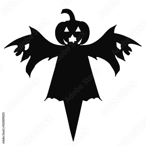 Halloween scarecrow with a head pumpkin and raven vector image