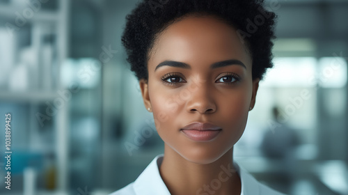 Black female scientist in a white lab coat in a laboratory Free Download Black female scientist in a white lab coat in a laboratory - GFXLoad
