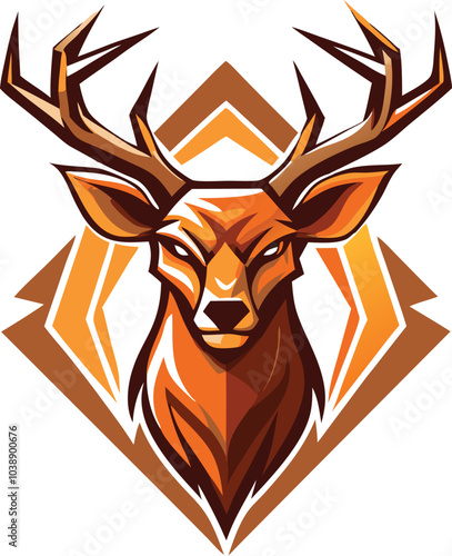 Majestic Stag Head Emblem with Antlers
