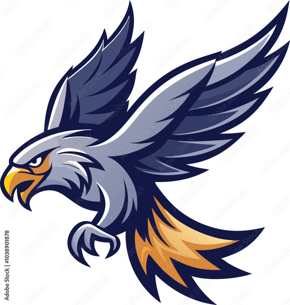 Fototapeta premium Blue and Orange Falcon Mascot Logo Design