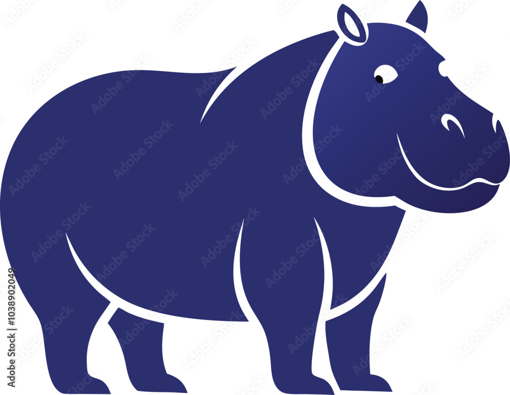 Fototapeta premium Blue Silhouette of a Smiling Hippopotamus