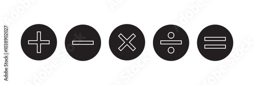 Addition subtraction division multiplication equality sign vector illustration design