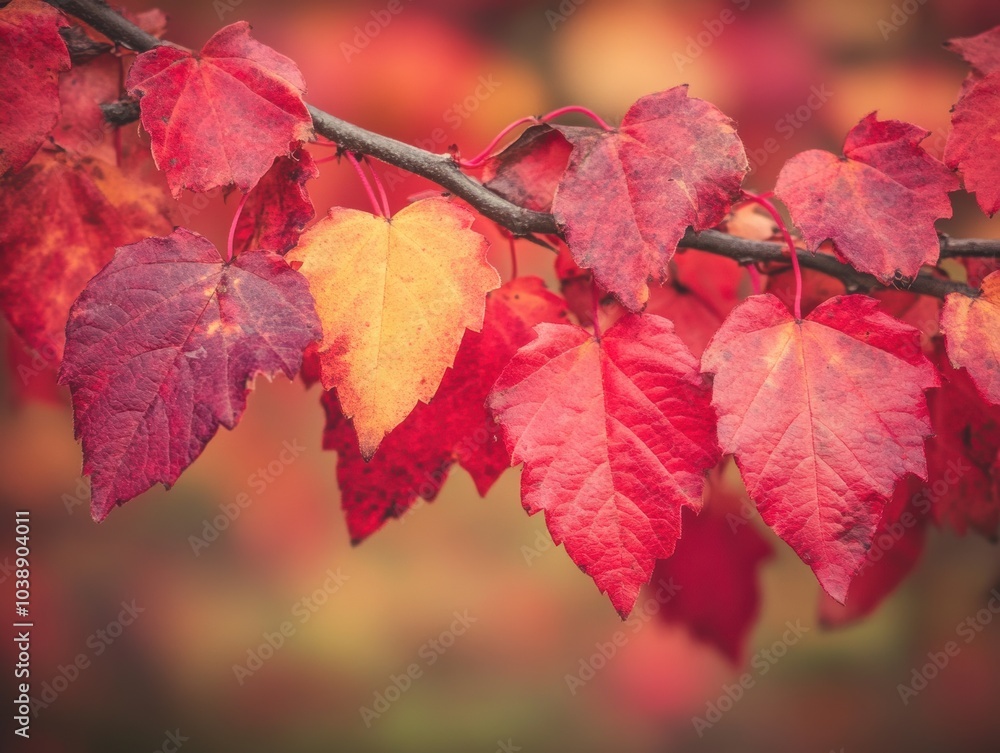 Some red and yellow leaves are hanging from a tree branch - Outdoor Some red and yellow leaves are hanging from a tree branch - Outdoor