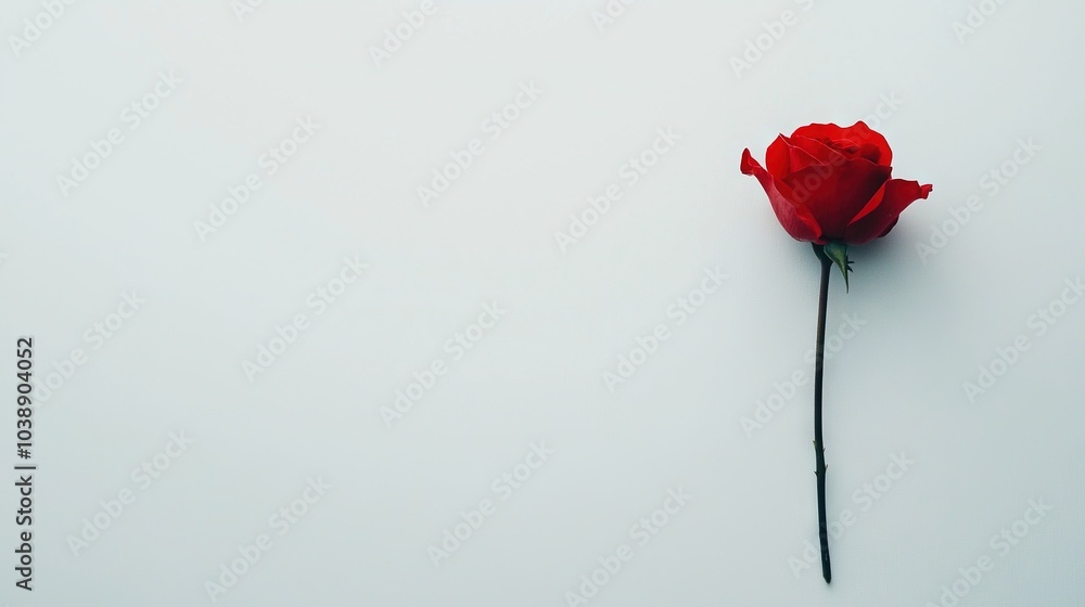 A single red rose on a white table with a black and white photo of the same A single red rose on a white table with a black and white photo of the same