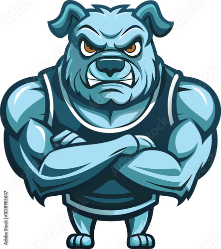 Powerful Blue Bulldog Mascot Design Illustration