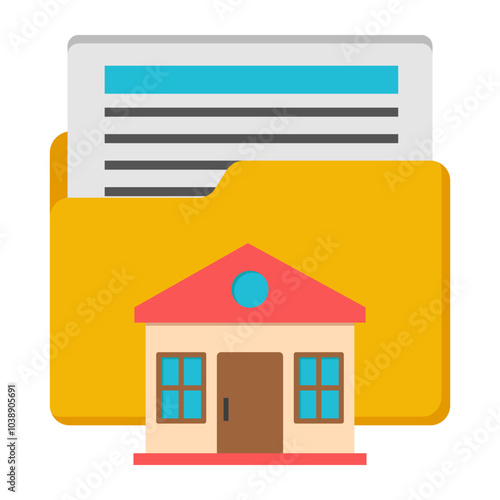 Conceptual flat design icon of property folder

