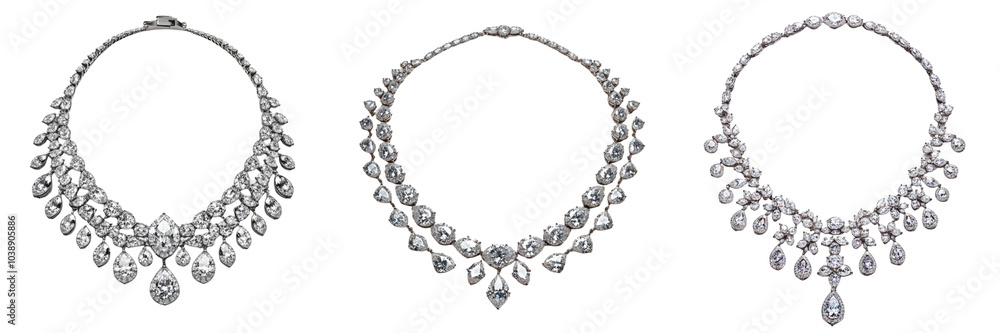 Set of A pearl necklace with an intricate clasp laid flat and shining elegantly on transparent background. Ai generated Set of A pearl necklace with an intricate clasp laid flat and shining elegantly on transparent background. Ai generated