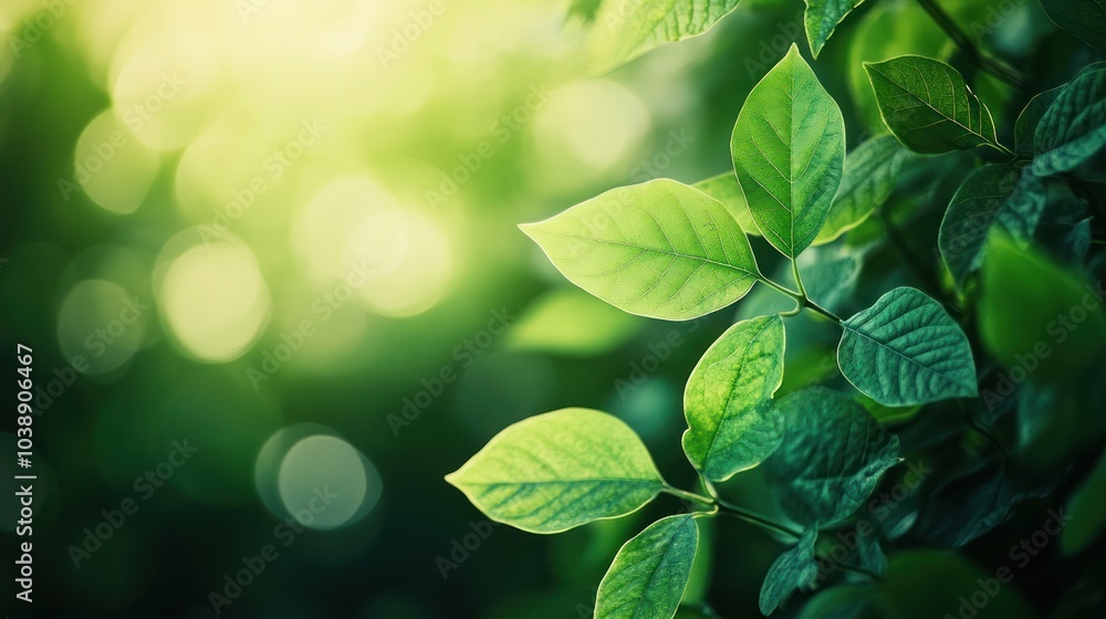 Lush green leaves illuminated by soft light, creating a serene and refreshing atmosphere. Lush green leaves illuminated by soft light, creating a serene and refreshing atmosphere.