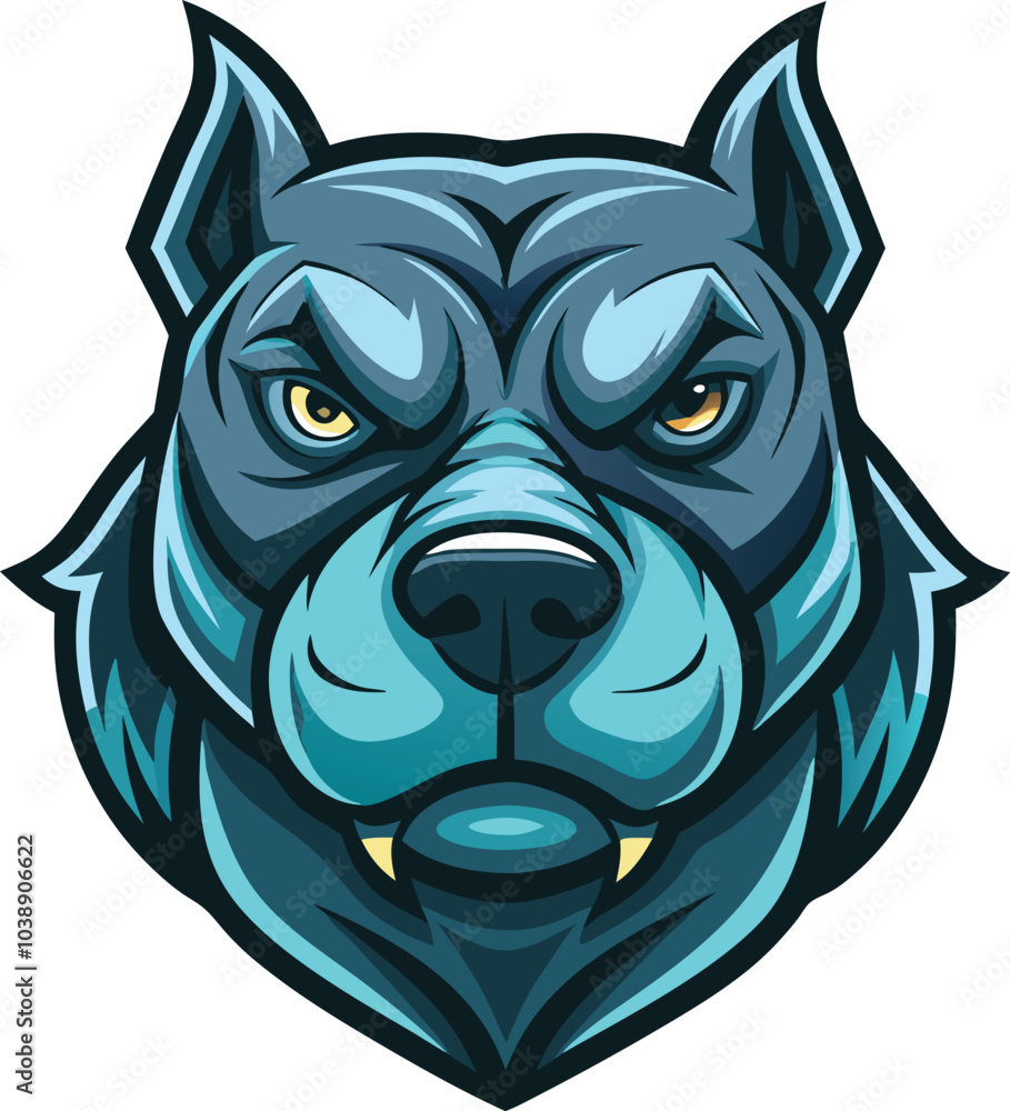Fototapeta premium Aggressive Blue Pitbull Dog Head Mascot Design